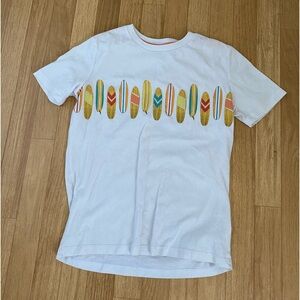 OLD NAVY Boys Surfboards White T-Shirt Size L(10-12)